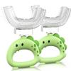 U Shaped Toothbrush - for Kids, Manual Whole Mouth Toddler Toothbrush Age 2-4 5 6 & up, Food Grade Soft Silicone Brush, 360 Oral Teeth Cleaning, Good for Dental Health, 2 Green view 1