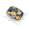 Blue Base Yellow Floral Pill Box Portable Small Pill Case 2 Compartment Metal Pill Vitamins Holder Organizer Cute Travel Pillbox for Purse Pocket view 4