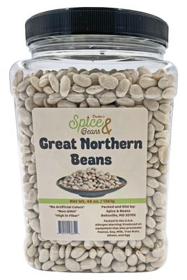 Great Northern Beans | Resealable Jar | Non-GMO | by Dasher's Spice & Beans | 3 lbs.