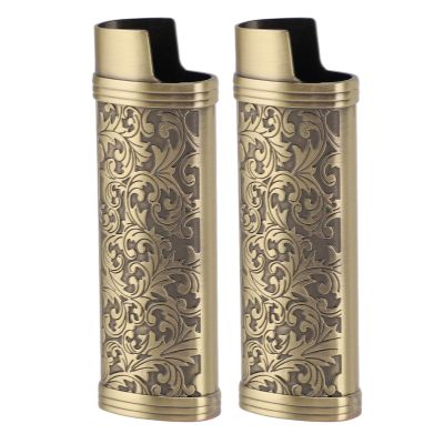 Lighter Cover, 2PCS 3D Embossing Metal Lighter Case for Lighter for Daily Life (Bronze)