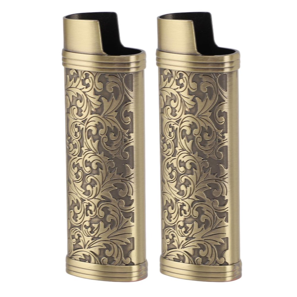 Lighter Cover, 2PCS 3D Embossing Metal Lighter Case for Lighter for Daily Life (Bronze)