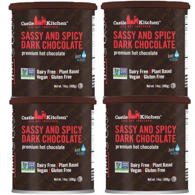 Castle Kitchen Spicy Hot Chocolate (4 Pack, 14oz Ea.) - Dairy Free, Vegan Mexican Hot Cocoa Mix made With Natural Chili Spiced Flavors - Unique Ancient Aztec Flavor With No Artificial Sweeteners