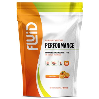 Fluid Performance - Low Sugar Endurance Fuel Sports Drink Mix with Electrolytes, All Natural Ingredients, Gluten-Free for Before or During Exercise (Fresh Citrus, 54 Serving)