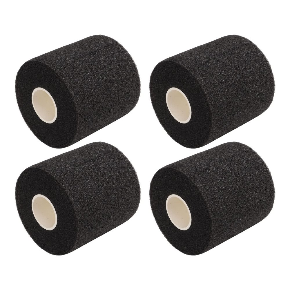 4PCS Fitness Bandage PU Sponge Elasticity Good Air Permeability Athletic Wrap for Fitness Football (Black)