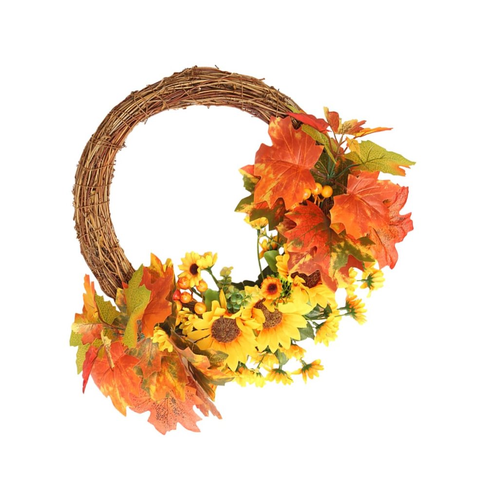 Alipis Maple Leaf Sunflower Wreath Vibrant Fall Decor for Front Door Wall Window for Thanksgiving Home Decoration and Autumn Celebrations