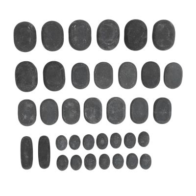 36PCS Basalt Hot Stones Set 4 Sizes Round Shape Body Relaxation Basalt Hot Massage Rocks for SPA