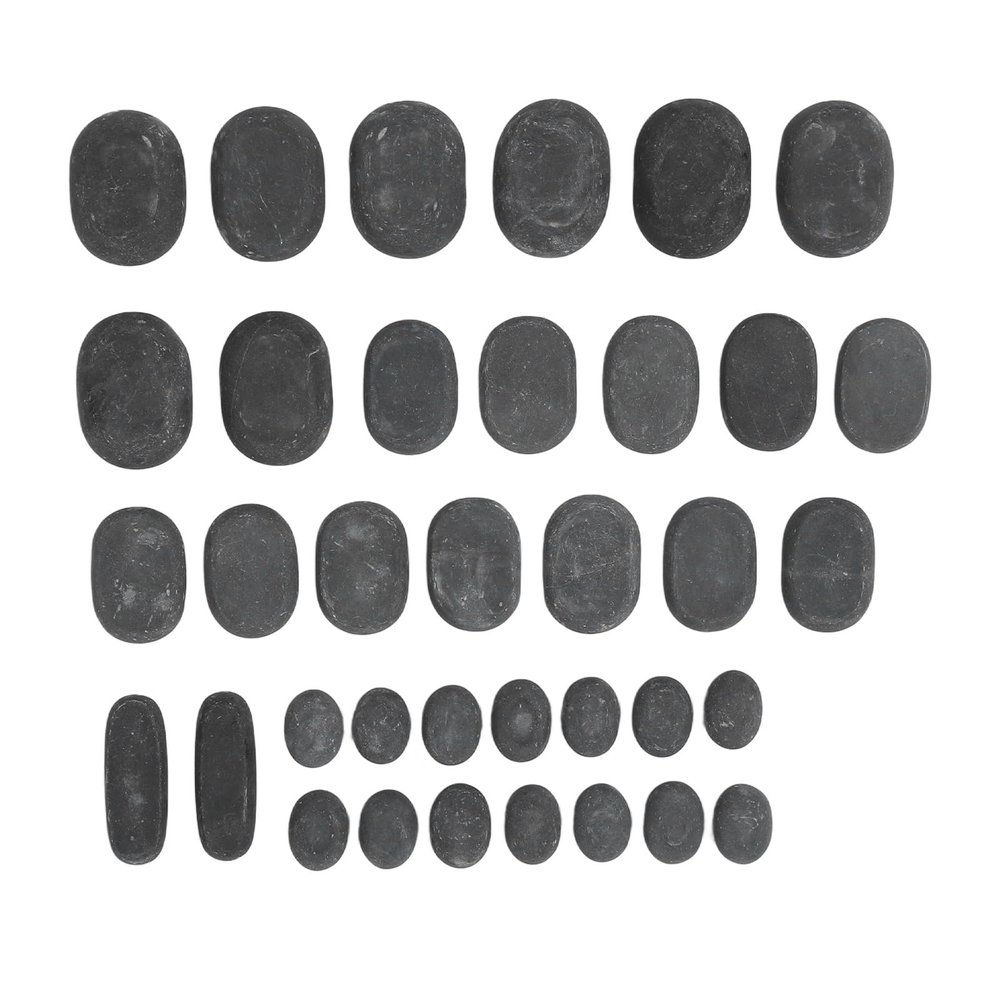 36PCS Basalt Hot Stones Set 4 Sizes Round Shape Body Relaxation Basalt Hot Massage Rocks for SPA