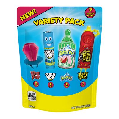 Bazooka Candy Brands Easter Candy Variety Pack Bag, 7 Ct Bulk Individually Wrapped Lollipops, Ring Pop, Push Pop, & More, Birthday Parties, Easter Basket Stuffers, Egg Fillers, Gifts for Kids