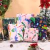Sanixin 12 Sheets Dinosaur Wrapping Paper Dinosaur Christmas Hat Xmas Tree Candy Cane Snowflake Printed for Christmas Holiday Baby Shower Dinosaur Gift Wrap,19.7 x 27.6 Inches (Xmas Dinosaur) view 4