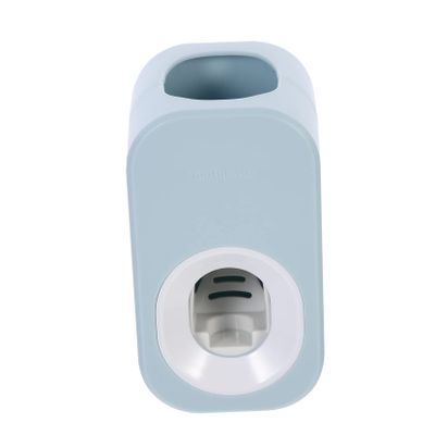 KALLORY Household Automatic Toothpaste Squeezer Wall-Mounted Tube Roller for Easy Use Dispenser for Bathroom Blue and White Design