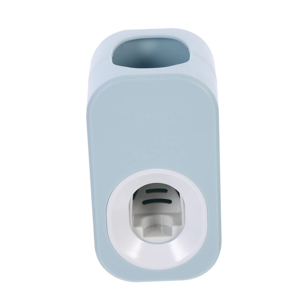 KALLORY Household Automatic Toothpaste Squeezer Wall-Mounted Tube Roller for Easy Use Dispenser for Bathroom Blue and White Design