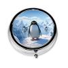 Penguin Antarctica Ice Pill Box 3 Compartment Small Pill Case for Purse & Pocket Decorative Metal Medicine Case Travel Pillbox Round Pill Organizer Vitamin Container Unique Gift view 2