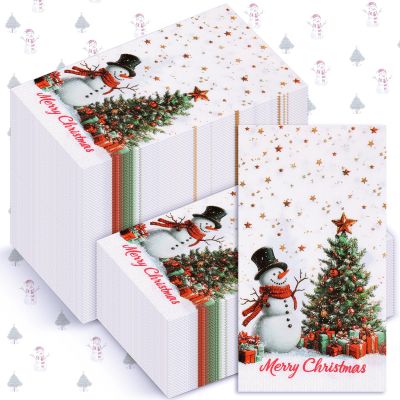 170 Pcs Christmas Disposable Napkin Papers Snowman White Decorative Table Guest Napkin 2 Ply Merry Christmas Trees Hand Towels for Winter Xmas Holiday Party Lunch Dinner Kitchen Bathroom Supplies