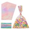 Cellophane Treat Bags,120pcs Cellophane Bags with 120pcs Ties,6x9 Inch Iridescent Holographic Candy Bags Cookie Goodie Bags Party Favors Bags for Weddings Birthday Christmas Thanksgiving Halloween view 1