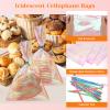 Cellophane Treat Bags,120pcs Cellophane Bags with 120pcs Ties,6x9 Inch Iridescent Holographic Candy Bags Cookie Goodie Bags Party Favors Bags for Weddings Birthday Christmas Thanksgiving Halloween view 2