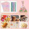 Cellophane Treat Bags,120pcs Cellophane Bags with 120pcs Ties,6x9 Inch Iridescent Holographic Candy Bags Cookie Goodie Bags Party Favors Bags for Weddings Birthday Christmas Thanksgiving Halloween view 3