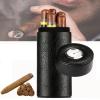Cigar Humidor, Portable Travel cigar tube, Leather Cedar Wood Lined Cigar jar With Hygrometer and Humidifier, Holds Up To 5 Cigars, Exquisite and simple Any Cigar Lovers,Black view 1