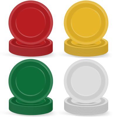 100Pcs Christmas Paper Plates 9 Inch Red Green Color Plates Disposable Round Dessert Plates Christmas Party Tableware Solid Color Paper Plates Winter Table Decors for Birthday Wedding Dinner Party