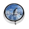 Snow Mountain Penguin Pill Box 3 Compartment Small Pill Case for Purse & Pocket Decorative Metal Medicine Case Travel Pillbox Round Pill Organizer Vitamin Container Unique Gift view 2