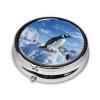 Snow Mountain Penguin Pill Box 3 Compartment Small Pill Case for Purse & Pocket Decorative Metal Medicine Case Travel Pillbox Round Pill Organizer Vitamin Container Unique Gift view 3