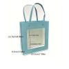 10pcs Window Gift Bag White Simple Solid Color Kraft Paper Bag Holiday Gift Wrap Smiling Baking Bag Cake Square Bottom Bag (Blue) view 2