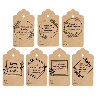 105 Pcs Jesus Faith Gift Tags,3.15 x 2 Inches Christmas Bible Verse Labels Christian Christmas Religious Inspirational Kraft Scripture Inspirational Bible Quote Tags,7 Designs