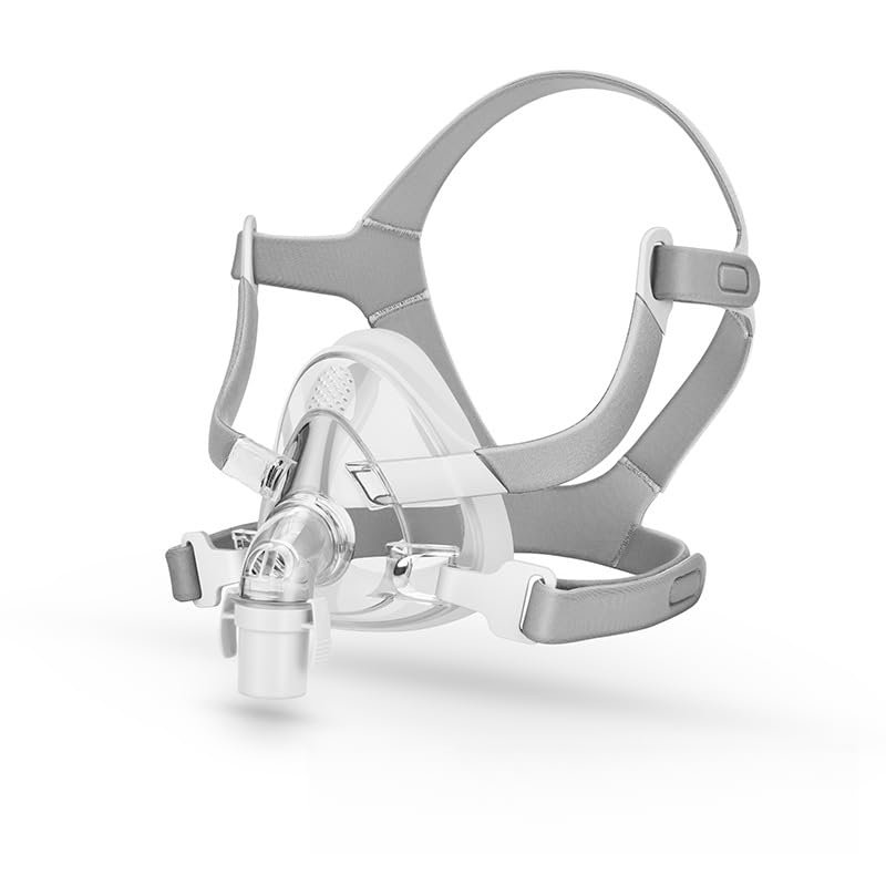 Full Face CPAP Mask, Comfort Series Nasal CPAP Mask, Reuse Full Cover Mask Replacement Accessory Includes Headgear Strap, Frame, Elbow and Nasal Cushion, Covers Nose and Mouth(L)