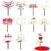 11 Pcs Christmas Cake Topper Decorations Merry Christmas Cake Toppers Winter Xmas Cake Decoration Cute HO HO HO Snowflake Cake Decor Butterfly Christmas Tree Elk Red White Gold Cake Decorations view 1