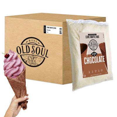 OLDSOUL Professional Cone Waffle Mix | 30 Lbs | Chocolate Flavor | Batter Mix | 672 Cone Waffles