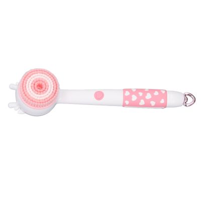 Fafeicy Electric Body Brush for Kids, Strong Cleaning Power, Safe Water Design, Long Handle Automatic 2 Speed Back Scrubber, Soft Skin Friendly Brush Hair (Pink)