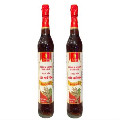 2 Packs - Premium Shrimp Fish Sauce Glass Bottle - Nuoc Mam Cot Nhi Tom Chai Thuy Tinh - 16.9 Oz per Glass Bottle with 2 Bottles per Order