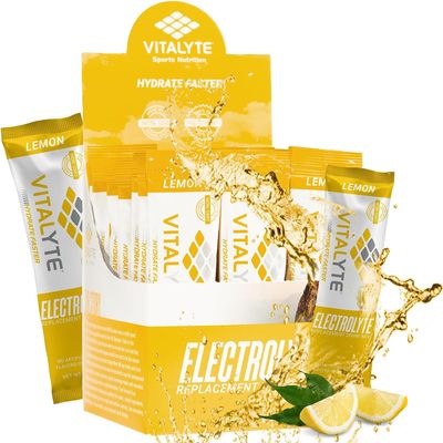 Vitalyte Electrolyte Powder Drink Mix, Isotonic Electrolyte Hydration Mix, Bulk Stick Packs (6 Pack, Lemon)