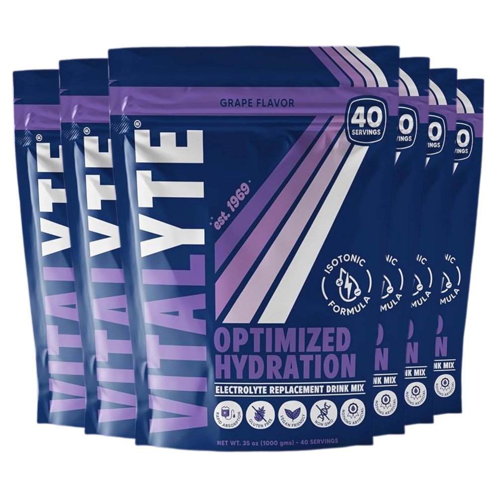 Vitalyte Electrolyte Powder Drink Mix, Isotonic Electrolyte Hydration Mix, Case Pack (6 Pack, Grape)