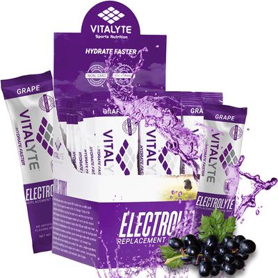 Vitalyte Electrolyte Powder Drink Mix, Isotonic Electrolyte Hydration Mix, Bulk Stick Packs (6 Pack, Grape)