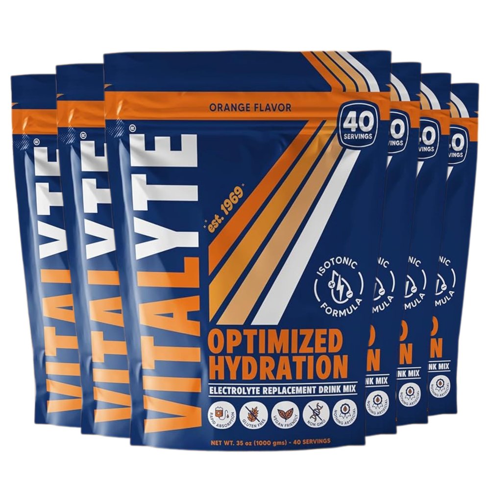 Vitalyte Electrolyte Powder Drink Mix, Isotonic Electrolyte Hydration Mix, Case Pack (6 Pack, Orange)