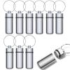 10 Pcs Portable Pill Case First Aid Pill Container Mini Pill Container Waterproof Aluminum Keychain Pill Case Keychain for Medications, Vitamins and Supplements (Silver) view 1