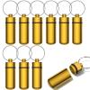 10 Pcs Portable Pill Case First Aid Pill Container Mini Pill Container Waterproof Aluminum Keychain Pill Case Keychain for Medications, Vitamins and Supplements (Gold) view 1