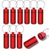 10 Pcs Portable Pill Case First Aid Pill Container Mini Pill Container Waterproof Aluminum Keychain Pill Case Keychain for Medications, Vitamins and Supplements (Red) view 1