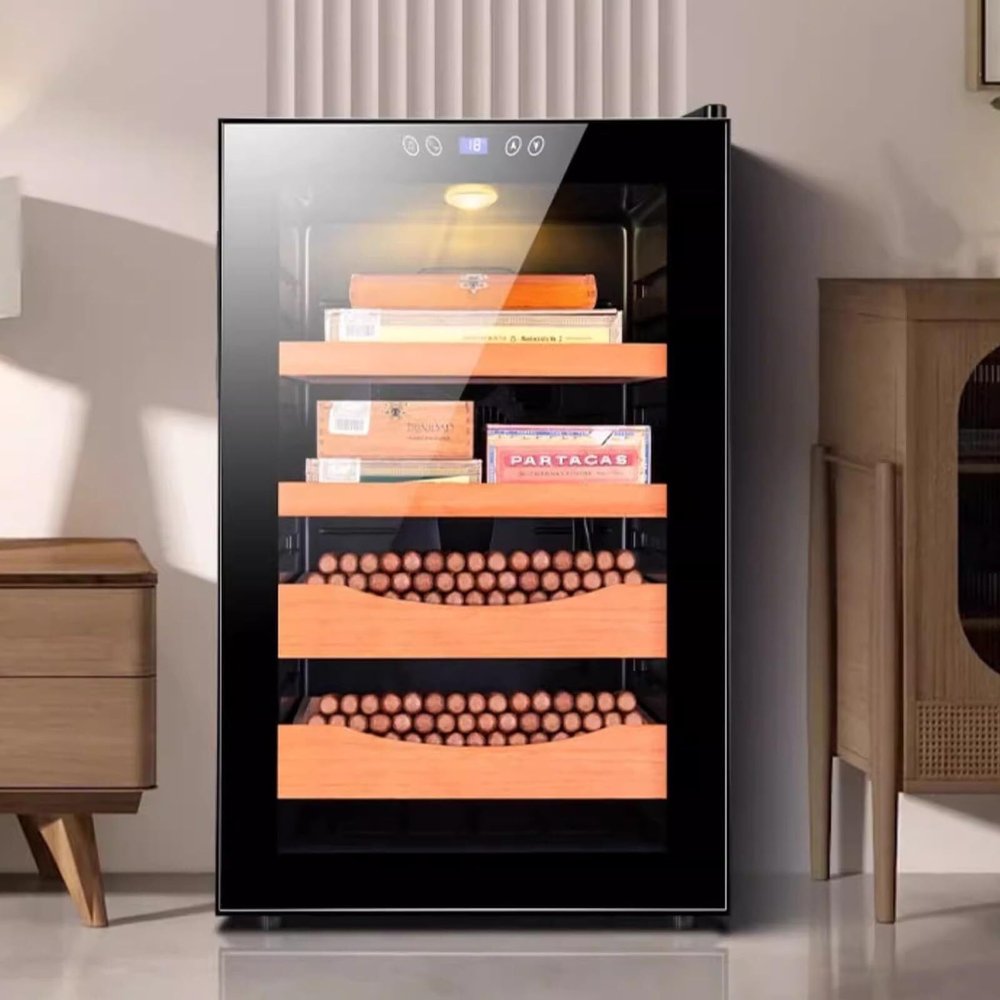 YQDDM 70L Electric Cigar Humidor Cabinet, Storage 400 Counts Cigar Humidor Cabinet 4 Layer, Humidity & Temperature Control