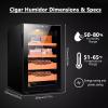 YQDDM 70L Electric Humidor, 400 Counts Cigar Humidor Cabinet with Cooling Temperature Control, Built-in LED Light, Cedar Wood Humidor view 2