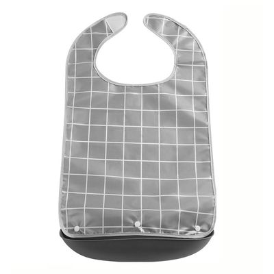 GEDRACKPMYN Adult Bibs (3 pcs), Adjustable Reusable Bibs for Adult Eating, Waterproof Bibs for Adults Eating Clothing Protectors with Crumb Catcher,Grey