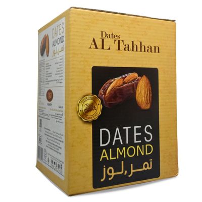 Al Tahhan Dates With Almond Stuffed Premium Semi Dry Without Seed Delicious Sweet Finest Natural Tamr Food Fresh Egypt Ramadan No Gmo Kosher Halal (1 Pack = 60 Pcs - Net W : 21.17 oz)