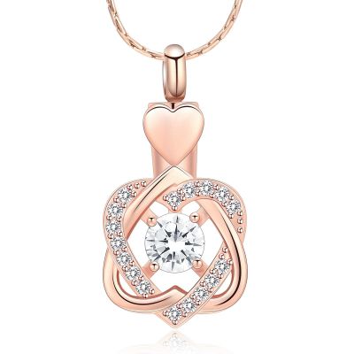 BIAIHQIE Cremation Jewelry for Ashes for Women Heart Flower Shape Pendant Urn Necklace Keepsake Human Pet Funeral Memorial Gift-Rose Gold-White