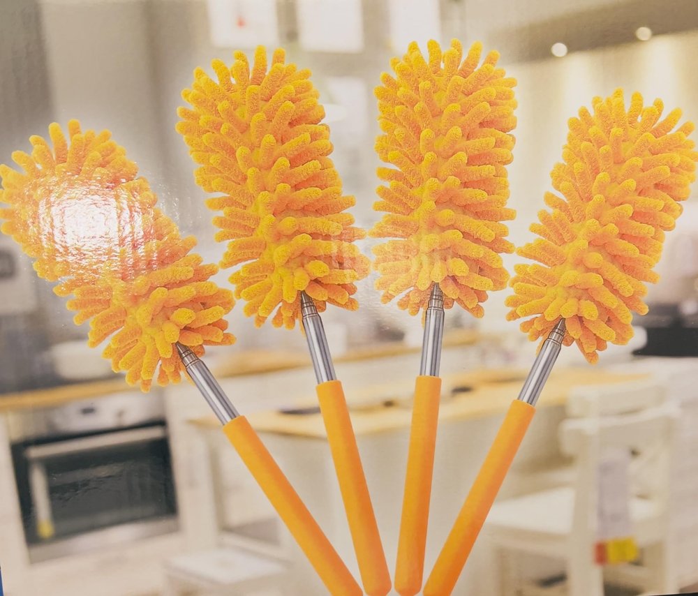 2 Lightweight Microfiber Telescopic Duster (Grey and Orange)