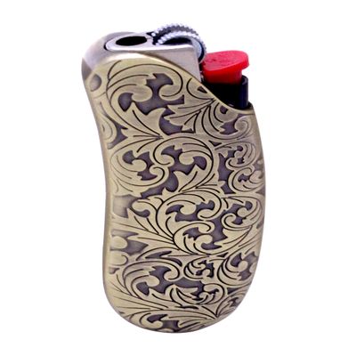 HUMWE Vintage Flower Design Metal Lighter Case Cover Holder, Sleeve Pouch for BIC Mini Size Lighter (Mini)