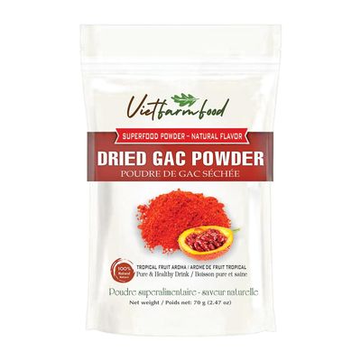 GAC POWDER 2.47 oz (70g) VIETFARMFOOD: Pure freeze-dried vegetable powder, made from real vegetables with no added sugar - Perfect for daily nutrition to keep your body full of vitality
