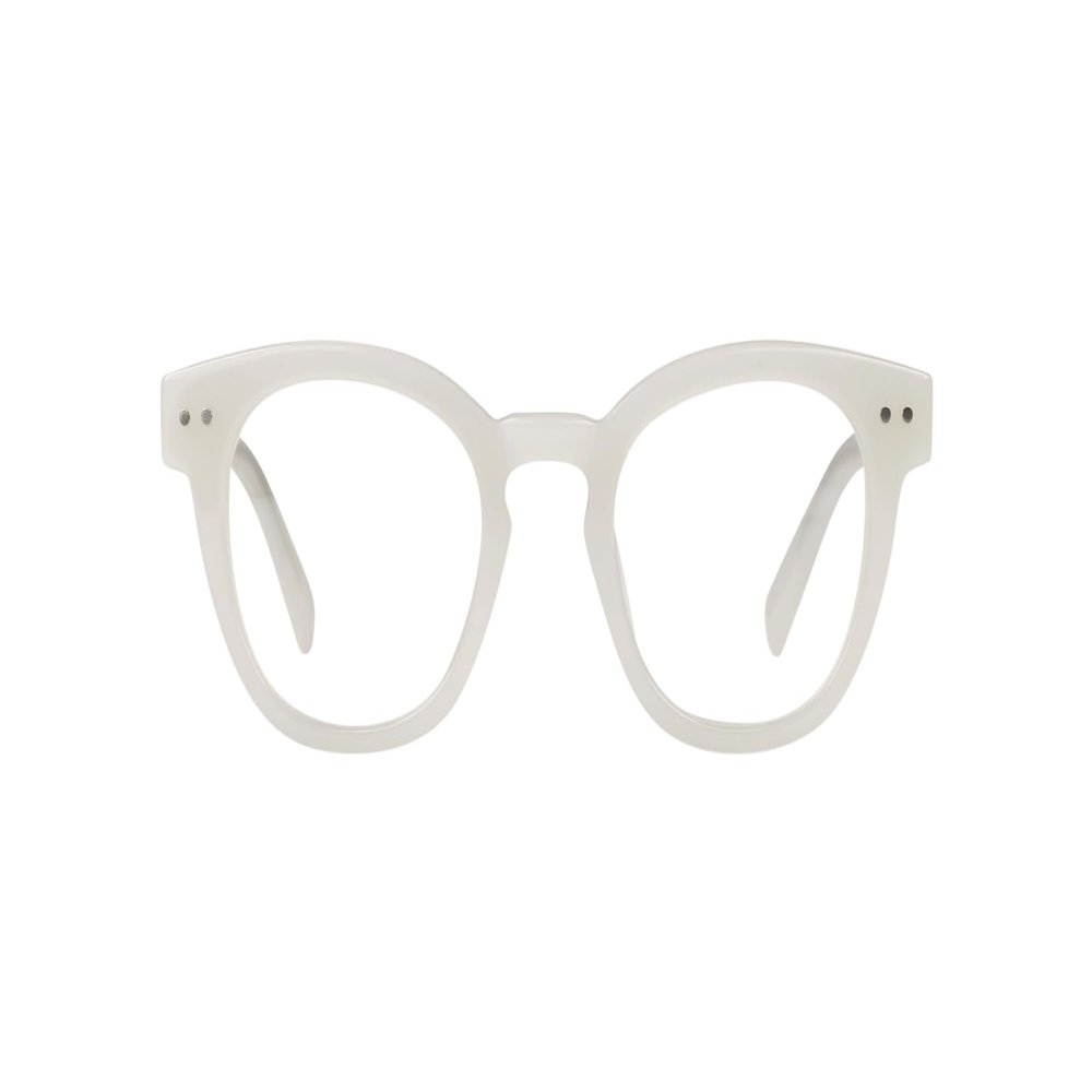 eyebobs - Waylaid | Premium Reading Glasses for Men and Women | Round Frame for Average Faces, Milky White, 1.00