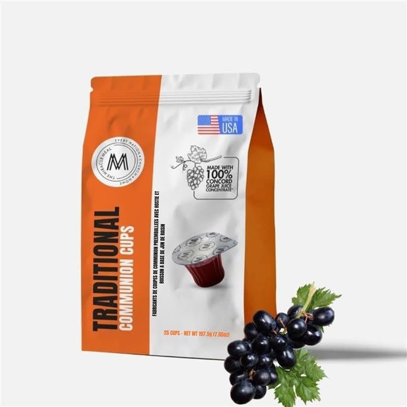 Travel Pack - The Miracle Meal Pre-Filled Traditional Communion Cup - Bag of 25 with Wafer and 100% Concord Grape Juice