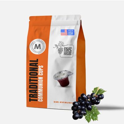 Travel Pack - The Miracle Meal Pre-Filled Traditional Communion Cup - Bag of 50 with Wafer and 100% Concord Grape Juice