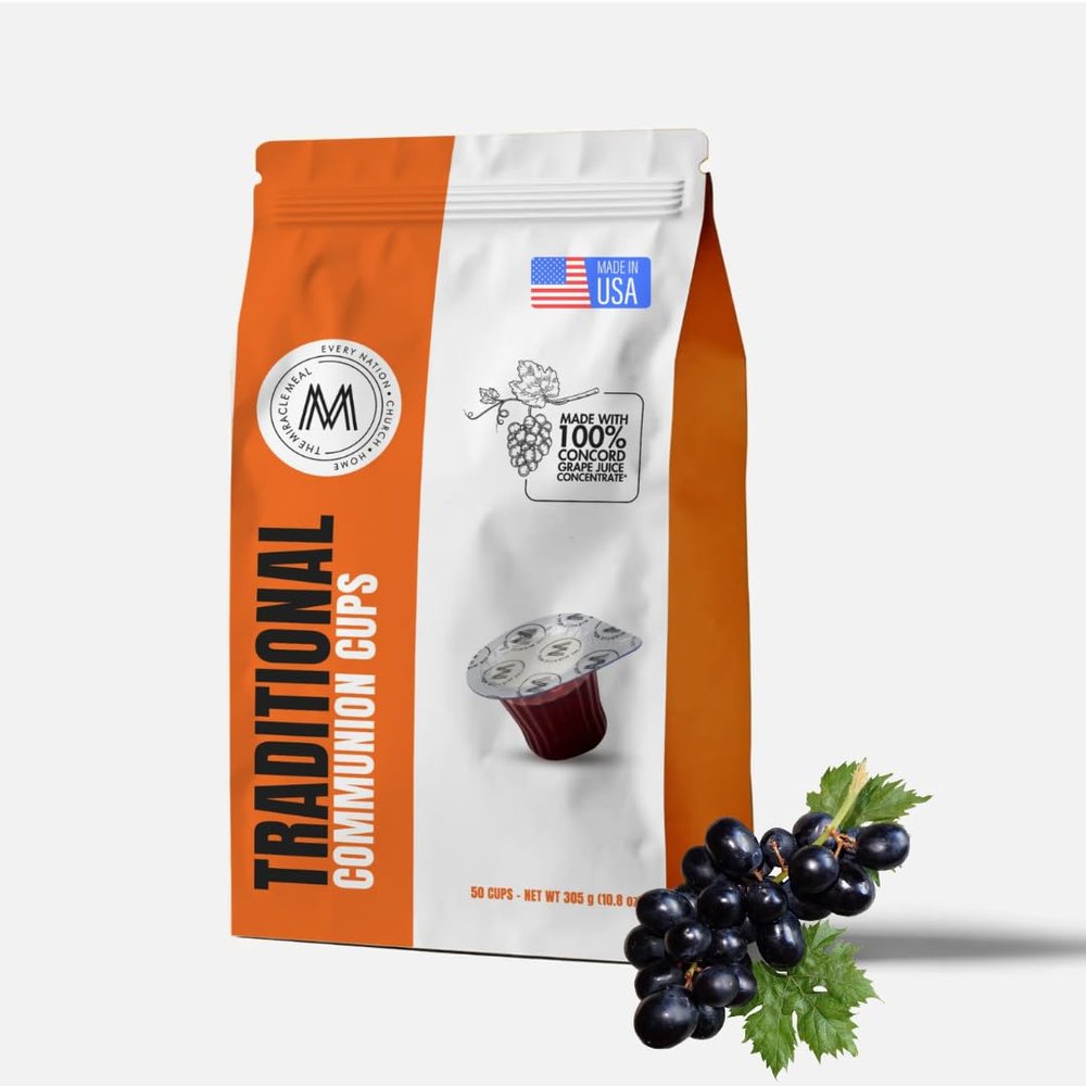Travel Pack - The Miracle Meal Pre-Filled Traditional Communion Cup - Bag of 50 with Wafer and 100% Concord Grape Juice